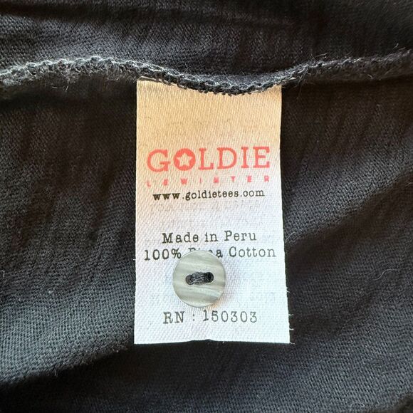 NWOT Goldie Lewinter Oversized Pilgrim Collar Button Down Long Sleeve T in Black - Picture 6 of 10
